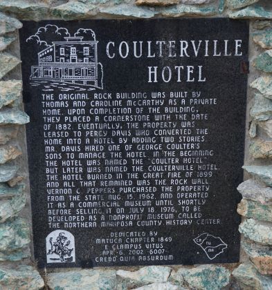 [Picture of Coulterville Hotel plaque]